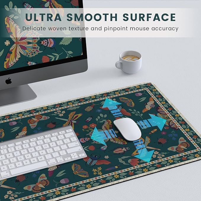 HAOCOO Desk Mat for Keyboard and Mouse, Large Mouse Pad for Desk, Non-Slip Keyboard Mat with Edge Stitching, XXL Mouse Pad for Office (Dark Green)