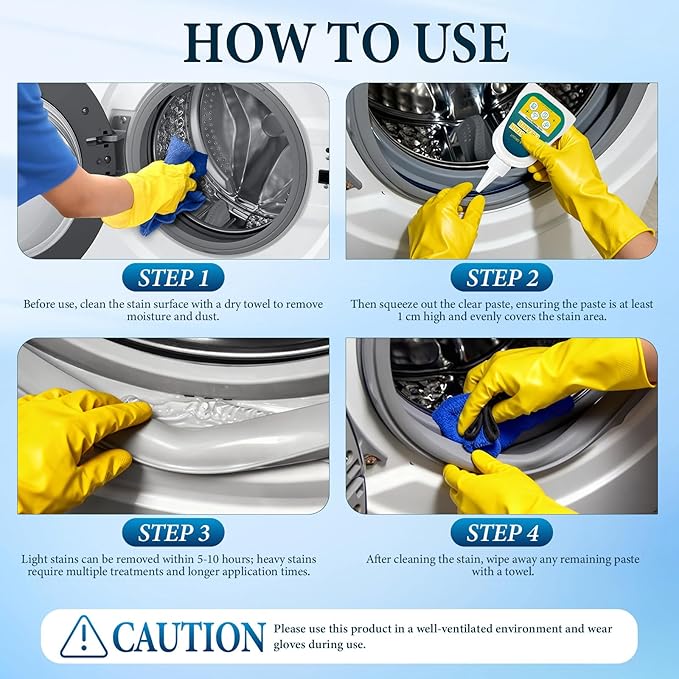 Deep Cleaning Gel – Home Stain Cleaner Gel, Washing Machine Grout Cleaner For Tile Gaps, Washing Machine Seals, Fridge Rubber, Sink And Bathroom