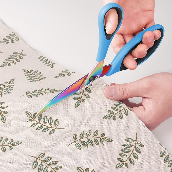 Tailor Scissors, Sharp Titanium Blades, Soft Grip Handle, Multi-Purpose Scissors Set of 3 Suitable for Families, Crafting, Office, and School Use, Blue/Black