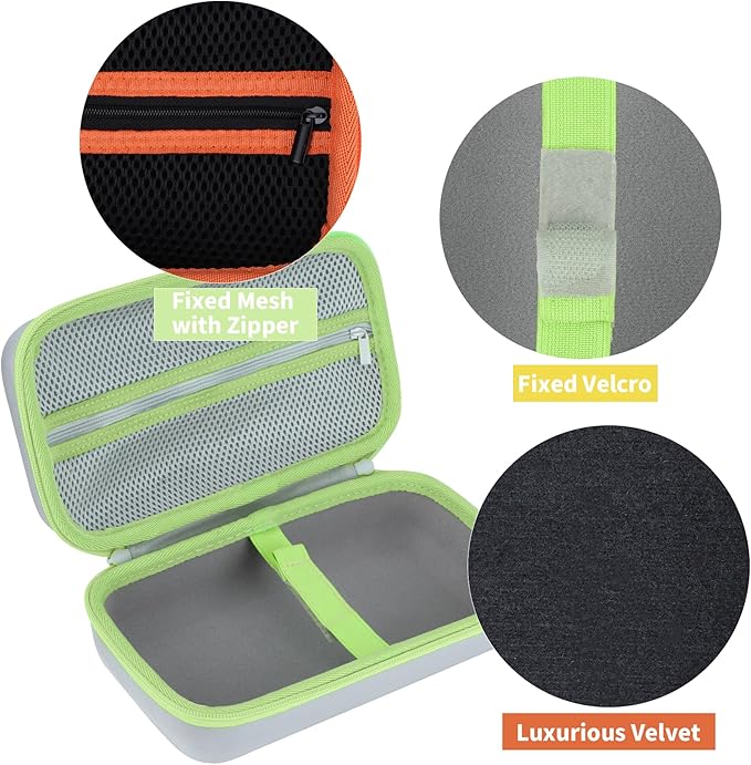 Storage Case Compatible with Brother P-Touch PTH110 / PTH111 Pro / PTE110 Portable Monochrome Label Maker (Gray+Mint Green Zipper Case)