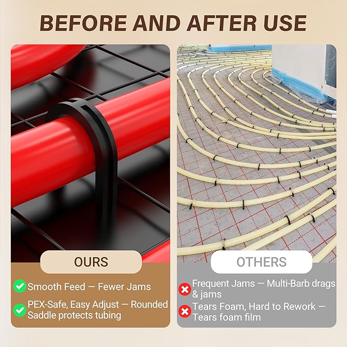 1100 Pcs PEX Pipe Staples for Foamboard Stapler, 1.65" Heat-Resistant Staples Compatible with 1" & 2" Foam Board, Jam-Free Magazine Loading Strips for PEX Staple Gun