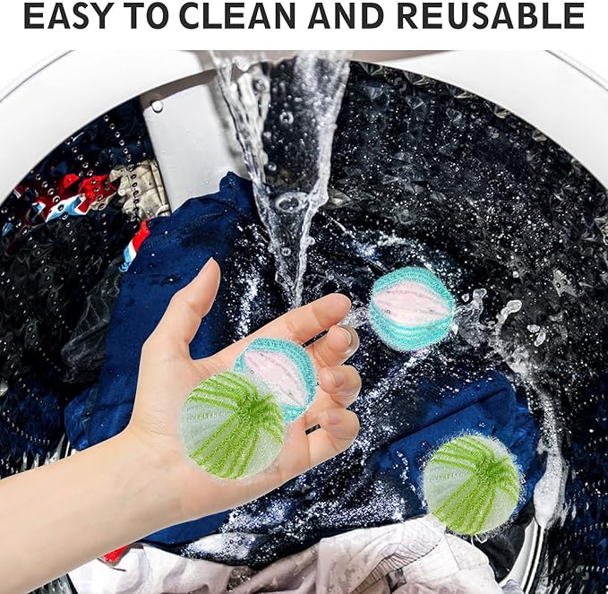 Pet Hair Remover for Laundry, 12 PCS Reusable Pet Hair Remover Balls, Washing Machine Hair Catcher for Dog and Cat Hair Removal, Gentle Lint Collector for Laundry Care, Blue & Green