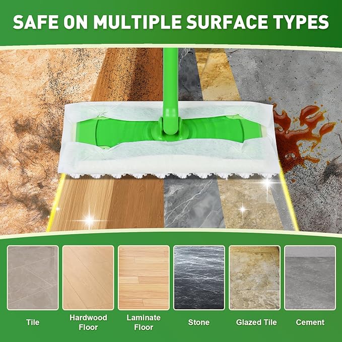 NXPPYY 100ct Dry Sweeping Cloths for Swiffer Sweeper Mop, Heavy Duty Microfiber Duster Mop Pad Refills, Captures Dust & Pet Hair, for Hardwood Floors and Multi-Surface Cleaning