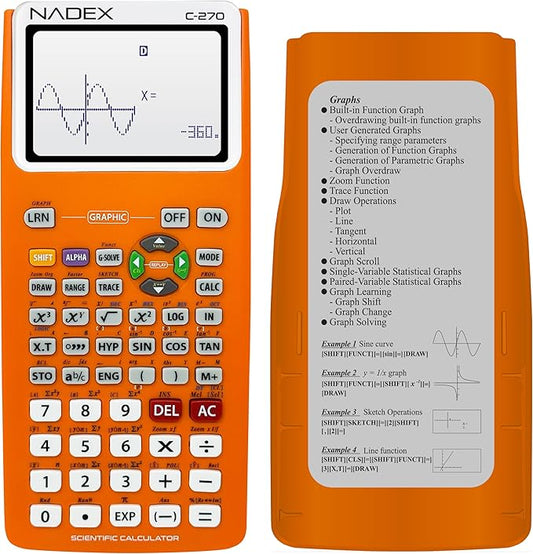 Scientific Calculator with Graph Functions for College and High School Students, Engineering, Advanced Mathematics, Calculus, Algebra, Geometery, Trigonometry, Statistics, Physics, Chemistry, Orange