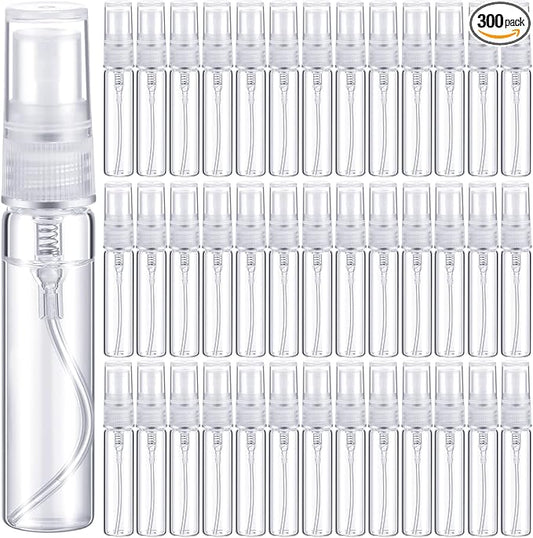 Tanlade 300 Pcs 5ml Mini Spray Bottles Clear Glass Perfume Atomizer Sprayer Bottles Portable Perfume Travel Refillable Bottle for Travel Pocket Dispenser Container
