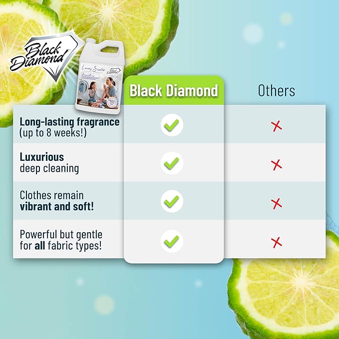 Black Diamond Stoneworks Bergamot Breeze Luxury Scented Laundry Wash, Premium Quality Detergent, Superior Cleaning Performance, Long-Lasting Fragrance, 1-Gallon