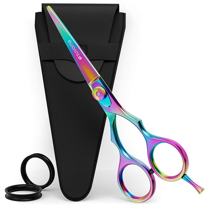 Suvorna 5.5" Multicolor Hair Cutting Scissors for Professionals, Barbers - Hair Shears for Cutting, Trimming, Grooming - Sharp Hair Scissors Professional - Right Hand Barber Scissors for Men and Women