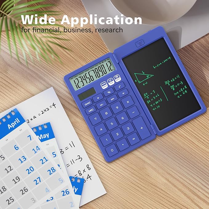 Desk Calculator with Erasable LCD Notepad Calculators ROATEE Desktop Basic Calculators for Middle School Cute Pocket Solar Calculator Office Desk Accessories Supplies Home Office Essential Big Button