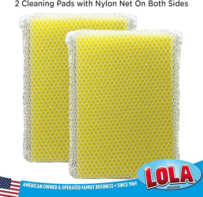 LOLA Microfiber & Nylon Net Sponges, 24 Pack, 12 Dual Sided Non-Scratch Sponge Pads & 12 w/Microfiber Cloth One Side and Nylon Net Other Side