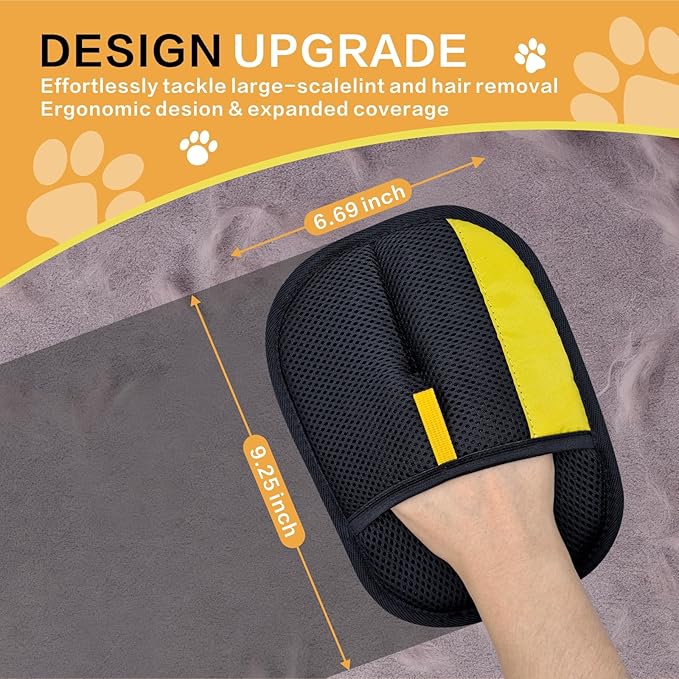 XIDEAEO Pet Hair Removal Glove for Dogs & Cats, Upgraded Reusable Electrostatic Pet Hair Gloves, Pet Hair Remover Tool for Clothing, Couch, Carpet,Pet Beds, Car Seat, Convenience for Busy Pet Owners