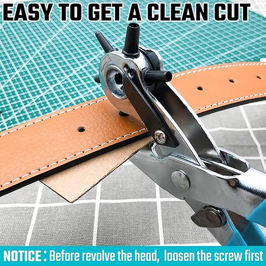 DURATECH Revolving Punch, Leather Hole Punch Tool, 8 Inch, 6 Multi-Hole Size Covers 2mm to 4.5mm, for Belts and Dog Collars, Ideal for DIY Projects
