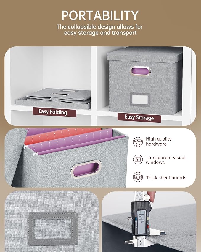 Oterri File Organizer, File Box, File Cabinet for Letter File Folder Storage, Hanging File Organizer for Office/Decor/Home,Document Organizer, 1 Pack,Gray-White-Box Only