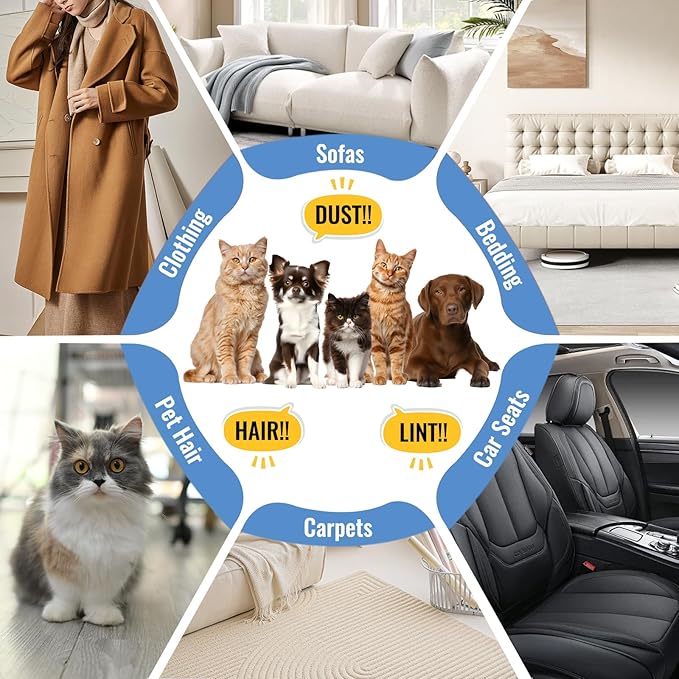 Quppa 1 PCS Pet Hair Removal Glove for Dogs and Cats Reusable Newly Upgraded Five-Finger Electrostatic Pet Cat Dog Hair Remover Non-Slip Dog Hair Remover Tool for Couch, Clothing, Car Seat,Carpet
