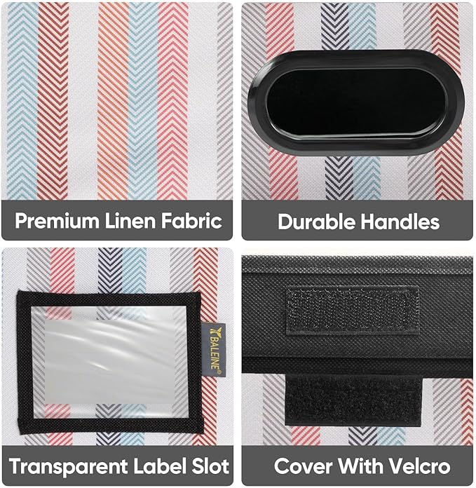 BALEINE File Organizer Box with Lid, Collapsible File Folder Organizer with Plastic Slide, Hanging File Folder Box for Office Document Storage (1 Pack, Color Stripe)