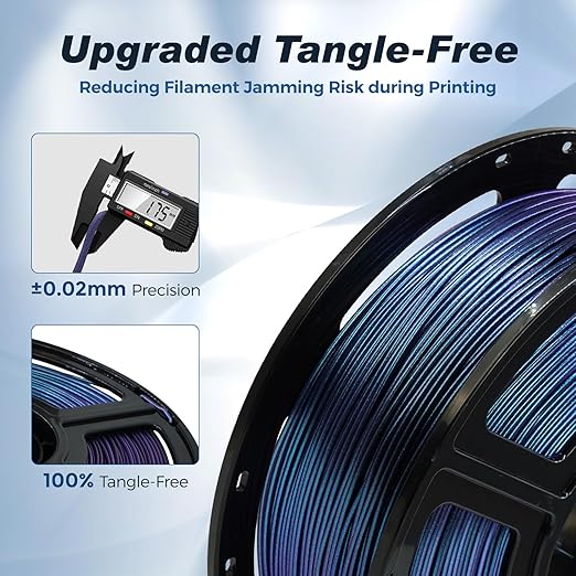 FLASHFORGE Rapid PLA Filament 1.75mm +/- 0.02mm Burnt Titanium & Nebula Purple Gradient, Max 500mm/s High Speed Printing, 3D Printer Filament 1kg(2.2lbs), Changing Colors with Light