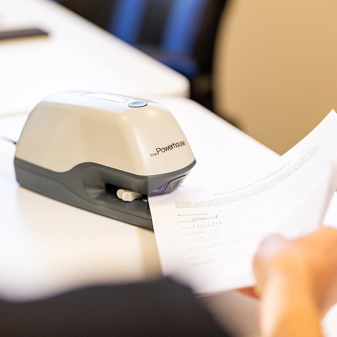 Powerhouse Ultra-Quiet 40 Sheet Premium Electric Stapler – Jam-Free Flat Clinch for Office, School, or Home – Adapter, Magnetic Remover, 1,250 Staples, Does not Require Special Staples