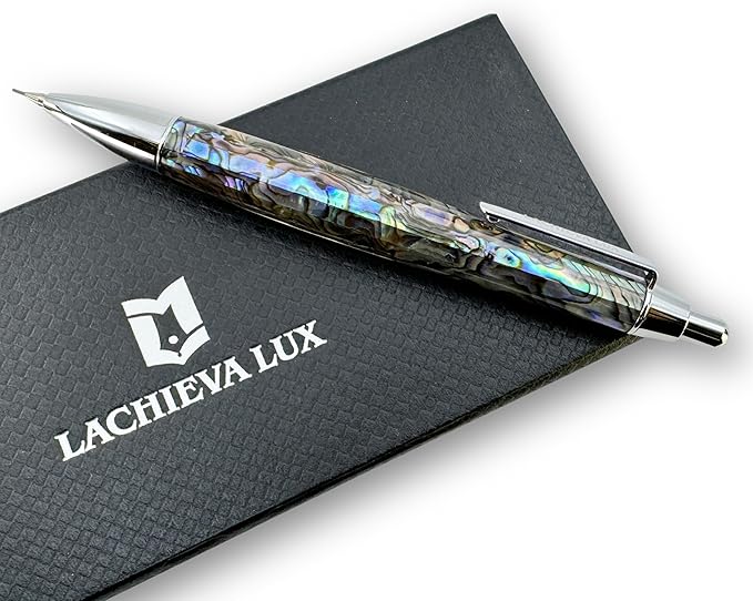 LACHIEVA LUX Abalone Shell Mechanical Pencil 0.7mm, Luxury Metal Pencil for Drawing and Sketching, Includes 12 Lead Refills