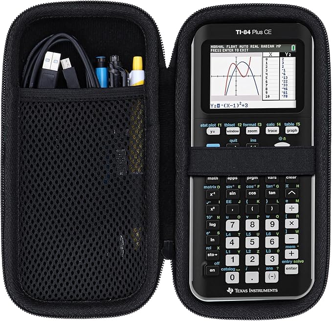 Hard Case Compatible with Texas Instruments TI-84 Plus CE/TI-84 Plus/TI-Nspire CX II CAS/TI-Nspire CX II/TI-83 Plus/TI-89 Titanium/TI-85 / TI-86 Color Graphing Calculator (Black)