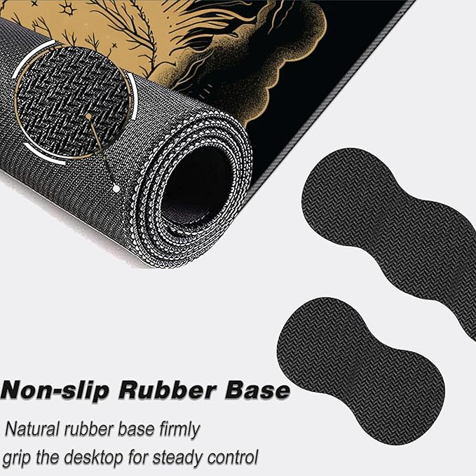 Keyboard Mouse Pad Set,Large Mouse Pad+Keyboard Wrist Rest+Wrist Support+Coaster,31.5x11.8in Extended Desk Mat for Computer Laptop Office Home-Sun and Moon