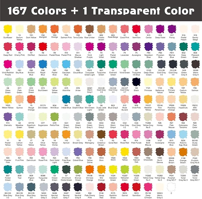 SFAIH Alcohol Markers Brush & Chisel - 168 Colors Double Tipped Art Markers for Adult Coloring Illustration, Gifts for Artist Adult - Adjustable Shoulder Strap & Faux Leather Lining & Outer Zip Pocket