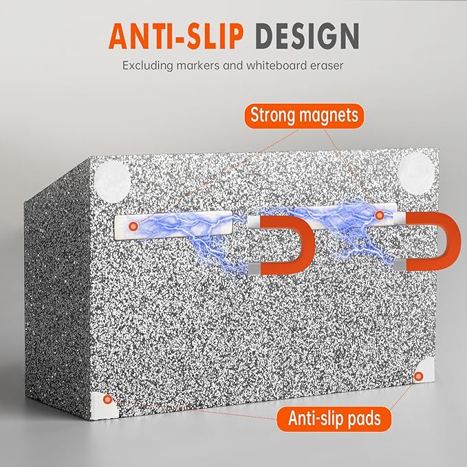 BEYGORM Magnetic Dry Erase Marker Holder for Whiteboard,Non-slip Acrylic Magnet Pen Holder for Fridge Refrigerator,Locker Organizer for Work,Locker Accessories,Pencil Cup for Desk(Silver)