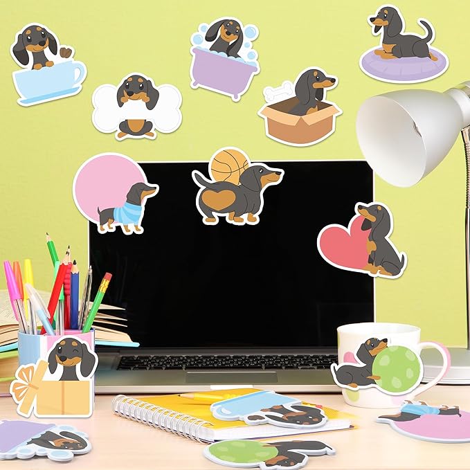 CJiangpo 30Pcs Dachshund Sticky Notes Cute Dog Sticky Note Pads, 600 Sheets Self Stick Notepad Memo Pads Funny Page Marker Classroom Rewards Back to School Animal Party Favors Filler Gift