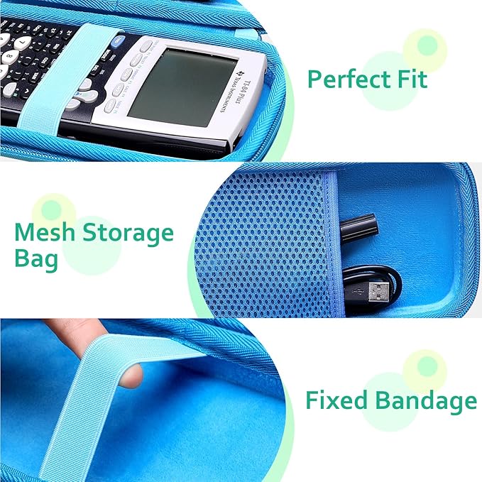 Calculator Case Compatible with Texas Instruments TI-84 Plus CE/TI-84 Plus/TI-Nspire CX II CAS/TI-Nspire CX II/TI-83 Plus/TI-89 Titanium/TI-85 / TI-90 Color Graphing Calculator by XANAD (Wathet)