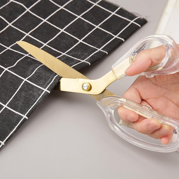 Acrylic Gold Scissors, 9” Ultra-Sharp Titanium Coated Blades and Sharp All-Purpose Scissors, Sewing, Office, Comfortable Handle Design, Versatile Usage