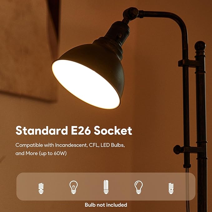 VONLUCE Rustic Desk Lamp Black Adjustable, Industrial Style Metal Task Lamp (25"-29"), Vintage Work Lamp, Farmhouse Reading Lamp in Aged Bronze Finish, ETL Certificate