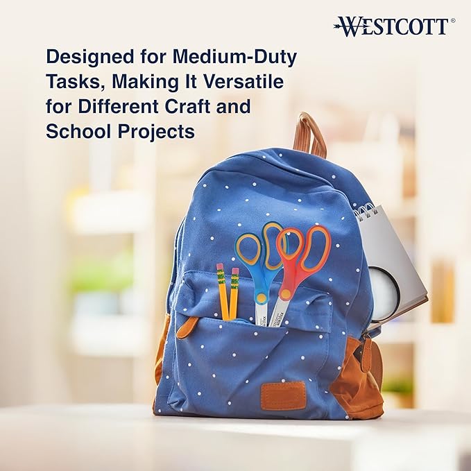 Westcott Non-Stick Student Scissors for Classroom Use, Ideal for Crafting and School Projects, Perfect for Kids Ages 12+, Back to School Supplies, 7-Inch, Assorted Colors