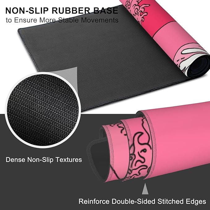 Mouse Pad, Large Great Wave in Vaporwave Pop Art Desk Mat, Extended Non-Slip Gaming Keyboard Mousepad Desk Pad, Thick Stitched Edges Waterproof Mouse Mat 31.5"x15.7" (Ocean's Crest Leap)