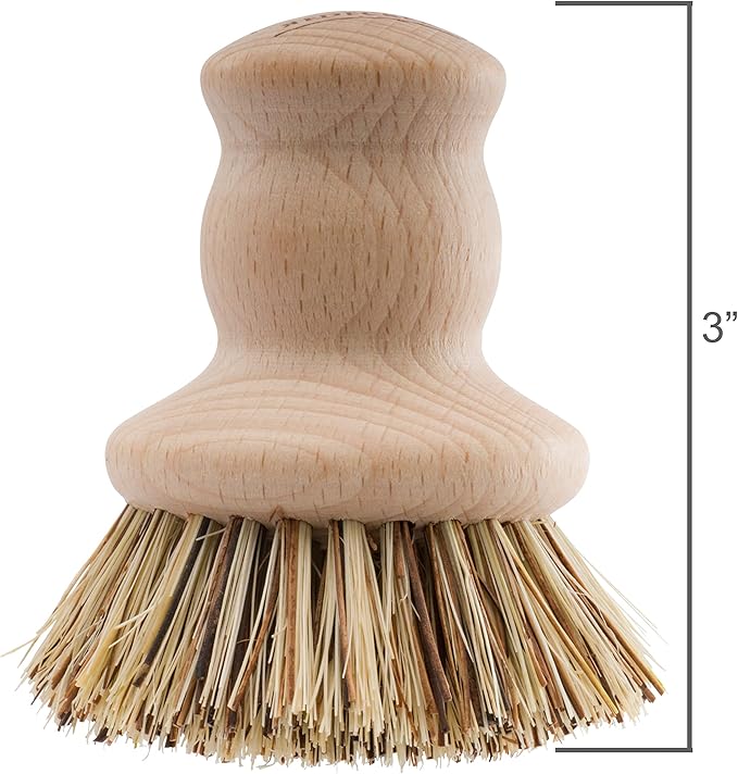 Redecker Pot Brush with Union Fiber Bristles, 2-1/2-inch Diameter, Brown Beechwood Handle, Made in Germany