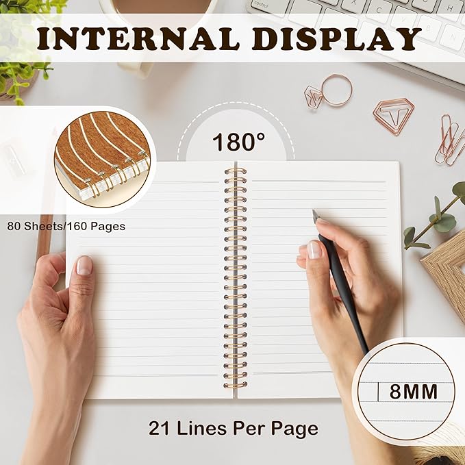 URLLUAE Abstract Boho Sun Ocean Notebook Journal, 70s Retro Sunrise Sunset Spiral Notebook for Work School, Boho Office Supplies Gifts, 5.5x8.3 Inch