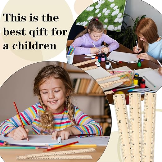 100 Pcs Wooden Ruler 12 Inch Rulers Bulk Wood Measuring Ruler 2 Scale Rulers for Classroom Ruler with Centimeters and Inches 30 cm Drafting Tools for Home Office
