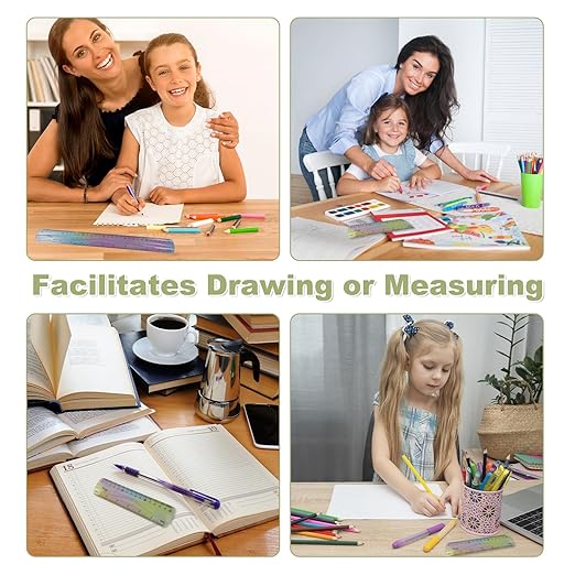 4 PCS Flexible Ruler Bendable Ruler,with Centimeters and Inches,Gradient Color Flexible Rulers,Suitable for Students,Schools (Color)