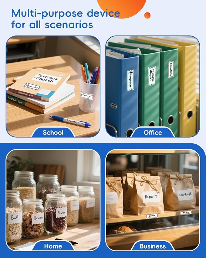 D110 Label Maker Machine with Tape, Bluetooth Mini Label Maker with Various Templates, Wireless Portable Small Label Printer for Home, Office, School, Blue