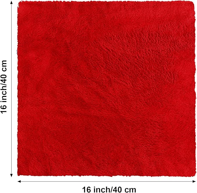 Shimeyao 30 Pcs Edgeless Microfiber Plush Towels for Cars Detailing Drying Wash Polishing Absorbent Cleaning Cloths, 500 GSM, 16 x 16 Inch(16 x 16 Inch,Red,30 Pcs)