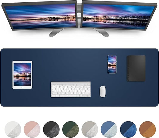 Leather Desk Pad Blotter,Mouse Pad,Office Desk Mat, Non-Slip PU Leather Desk mat,Large Desk mat,Waterproof Keyboard mat for Office/Home/Decor (Midnight Blue,48" x 24")