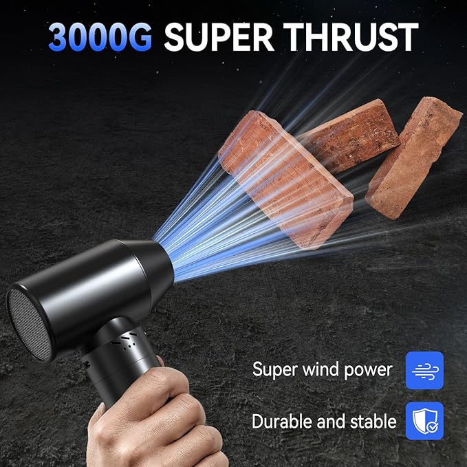 Electric Compressed Air Duster 900000 RPM - Cordless Rechargeable Air Blower for PC/Computer Cleaning, Keyboard, Electronics, Car & Home Dusting, Replaces Air Cans (Powered Turbo Fan Duster)