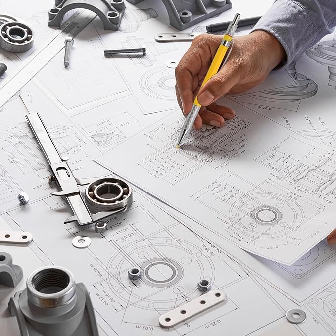 PATIKIL Mechanical Pencil with 12Pcs Multicolor Refills, Write Smoothly Portable Pencil with Built-in Sharpener for Drafting Painting Designing, Yellow