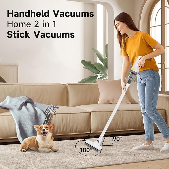 TROURAY Handheld Vacuum Cleaner,Ultra-Lightweight Mini Portable Vacuums for Home, 6 in 1 Stick Vac Cleaners for Car,Pet Hair(Green Cordless)