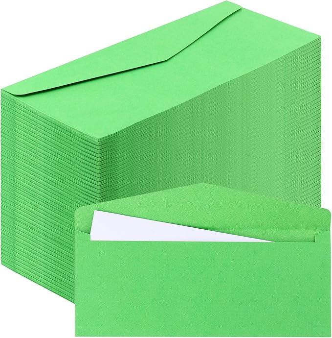 SHEUTSAN 500 Pack 9.5 x 4 Inch Green envelopes, Greeting Card Envelopes, Standard V Flap Business Mailing Envelopes for Greeting Cards, Invitations, Mailing