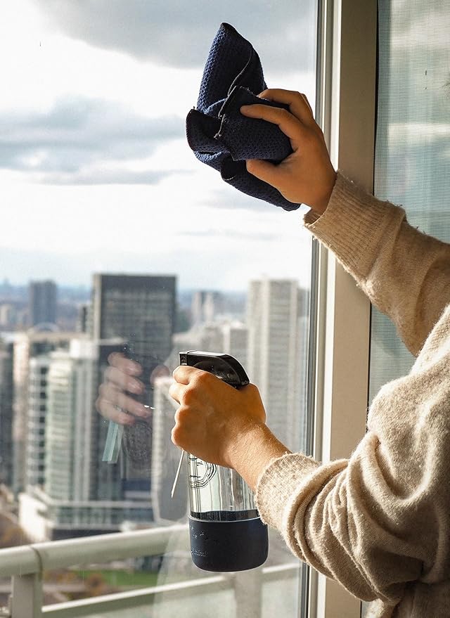 Nantucket Footprint Glass & Window Cleaning Spray - 16 oz - Just-Add-Water - 2 Concentrated Cleaning Strips + 16 oz Reusable Glass Spray Bottle