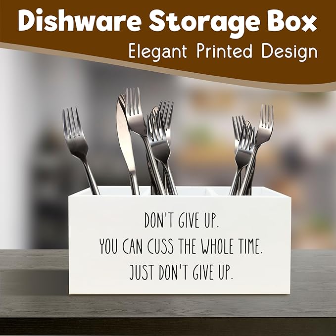 Funny Motivational Pen Holder for Desk, Humorous Inspirational Gifts for Coworkers Friends Women Men, Don't Give Up Funny Wooden Pen Pencil Holder Organizer for Office Desk Accessories