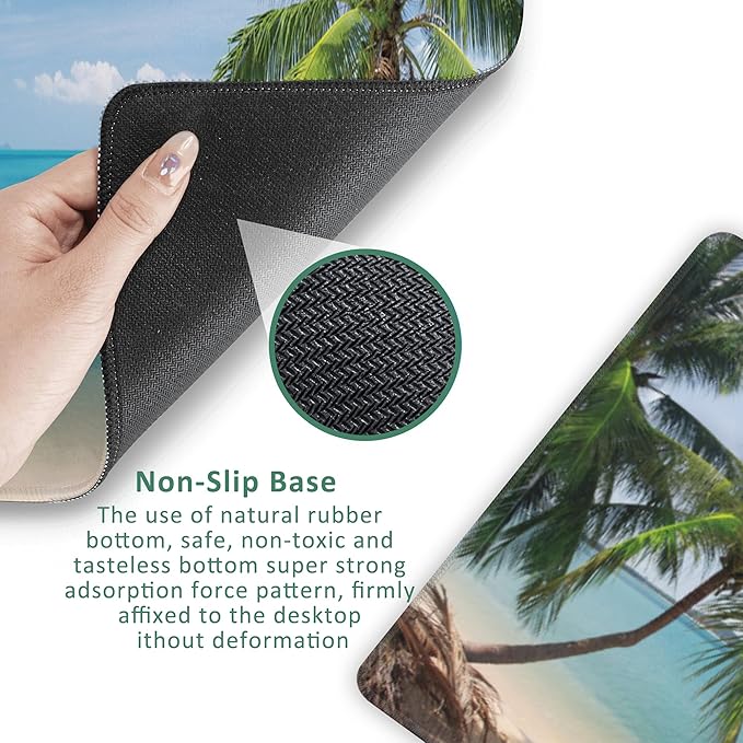 Large Mouse Pad Tropical Beach Coconut Palm Extended Gaming Mouse Pad Desk Mat Stitched Edges Mousepad Non-Slip Rubber Base Keyboard Pad for Laptop Computer PC 35.4 x 15.7 inches