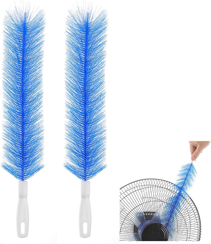 Yuanchu 2 Pcs Fan Cleaner Brushes, Bendable Fan Cleaning Brush Cobweb Duster Set Microfiber Head Washable Brush for Ceiling Fan Air Vents Curtains Cars Box Fan(Blue)