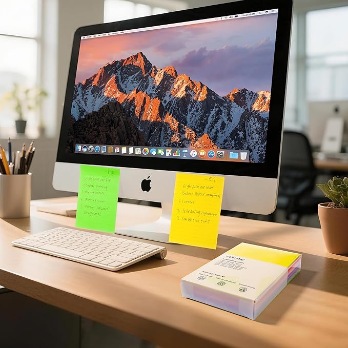 8 Pack Lined Sticky Notes 4x6 in Ruled Stickies Super Sticking Power Memo Pads Bright Colors, 240 Sheets Strong Adhesive Lined Sticky Notes, Eucalyptus & Mint Scented Post it Notes- Teacher Supplies