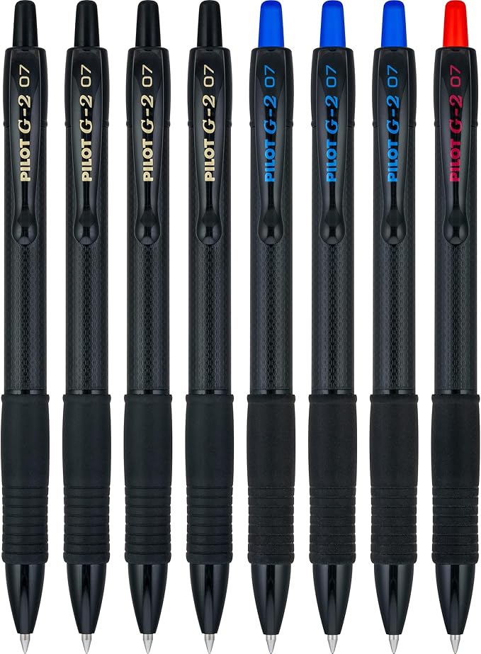 PILOT G2 Edge Assorted Premium Gel Roller Pens, 0.7 mm Fine Point Pens, Sensory Writing Experience, 8ct Box - Ideal for School, Journaling & Office Writing