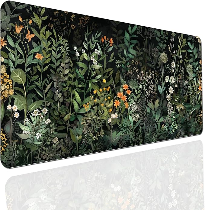 Floral Large Desk Mat 31.5 x 15.7 inch, Waterproof Extended Gaming Mousepad XXL, Aesthetic Flowers Desktop Mat, Non-Slip Keyboard and Laptop Pad, Computer Writing Mat for Home Office Accessories