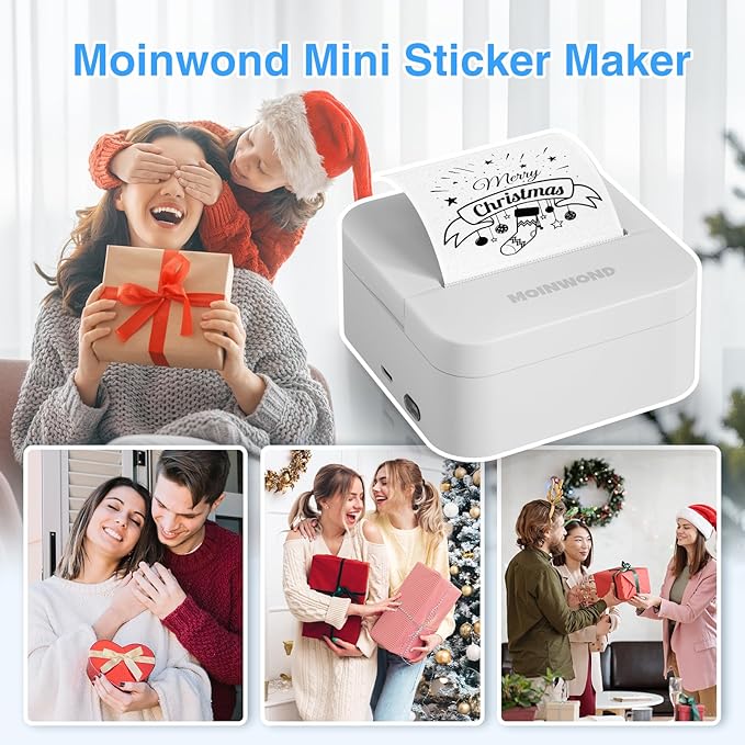 Notebuddy Mini Sticker Printer Doodle Dash Portable Thermal Printer Inkless Pocket Photo Printer Bluetooth for Learning Assistance, Scrapbook Supplies,Journal,Study Notes with Sticker Paper,White